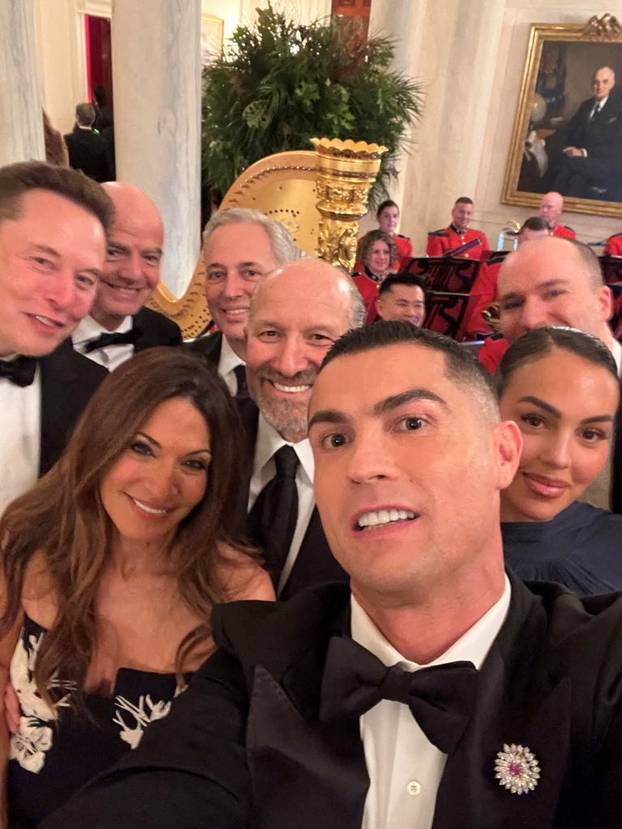 Cristiano Ronaldo attends a dinner hosted by U.S. President Donald Trump for Saudi Crown Prince and Prime Minister Mohammed bin Salman