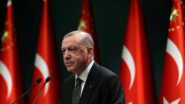 Turkish President Erdogan speaks in Ankara