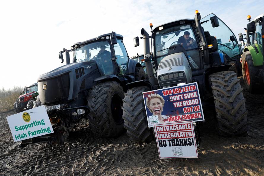 Irish farmers protest against Mercosur trade deal, in Athlone