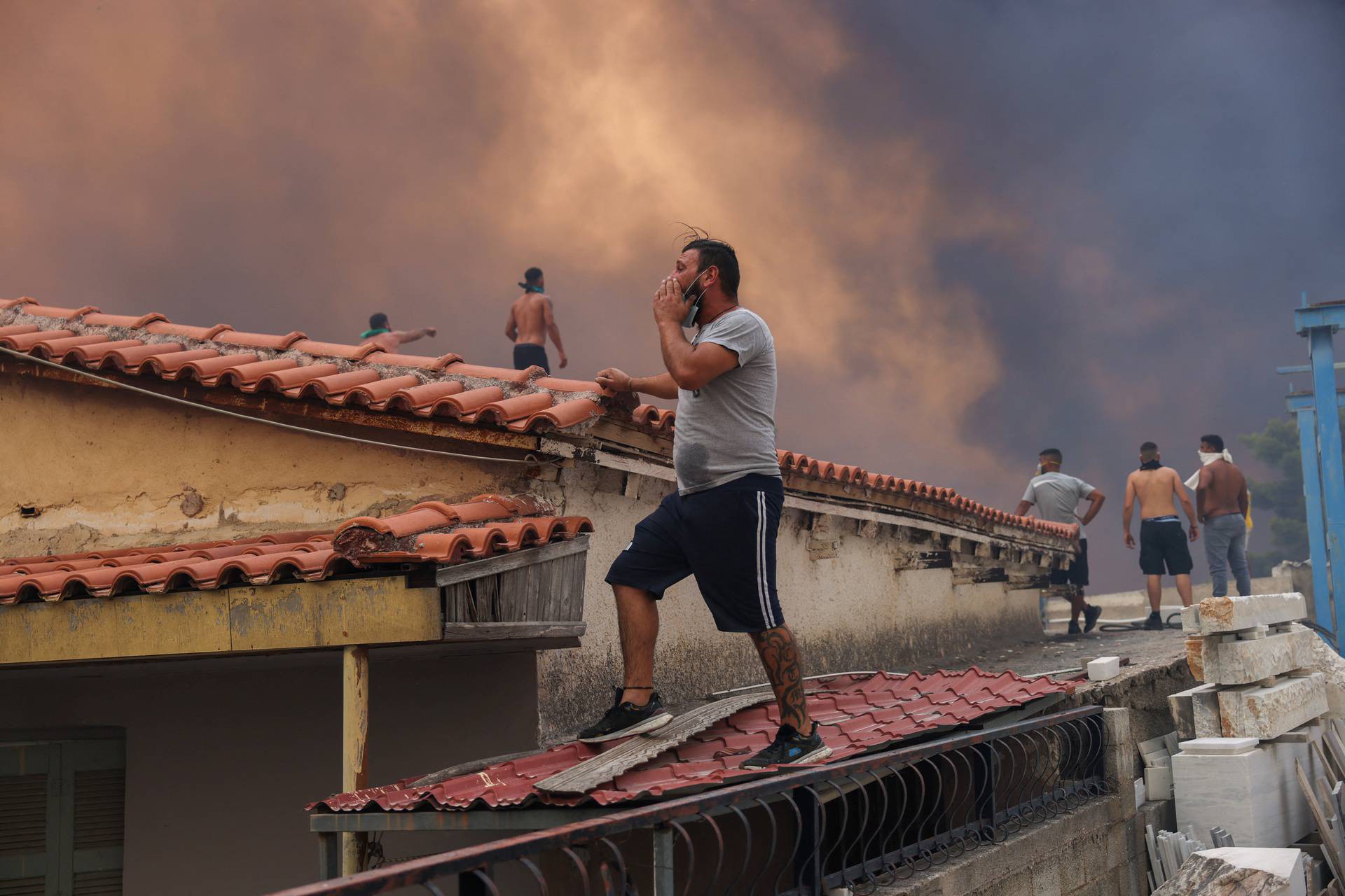 Wildfire burns in Vrilissia, near Athens