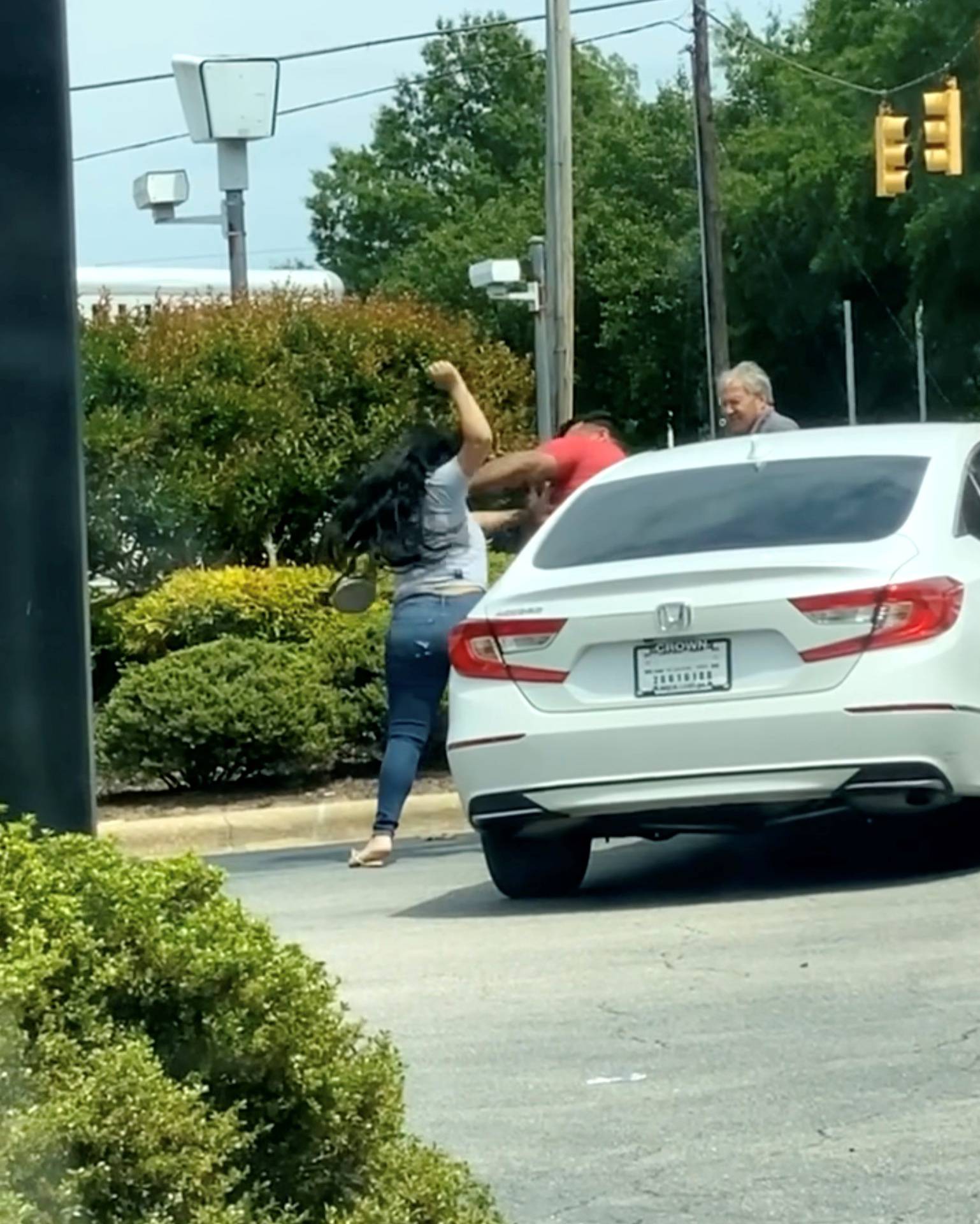 Drivers get into a fight at a gas station amid fuel shortages in Knightdale, North Carolina