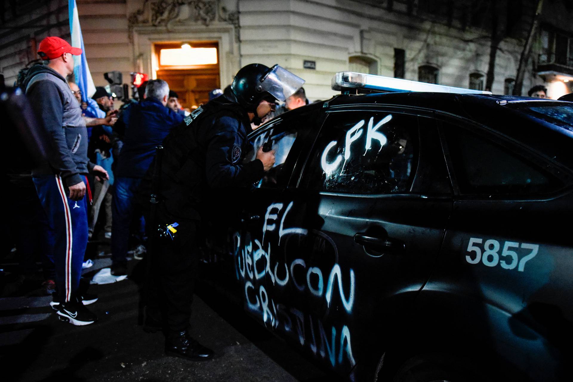 Supporters gather outside Argentina's Vice President Cristina Fernandez de Kirchner's house, in Buenos Aires