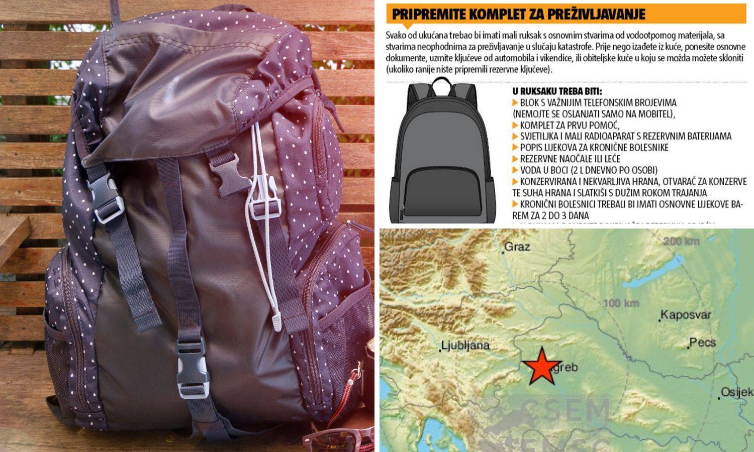 Budite pripremljeni za potres: Što sve trebate imati u ruksaku