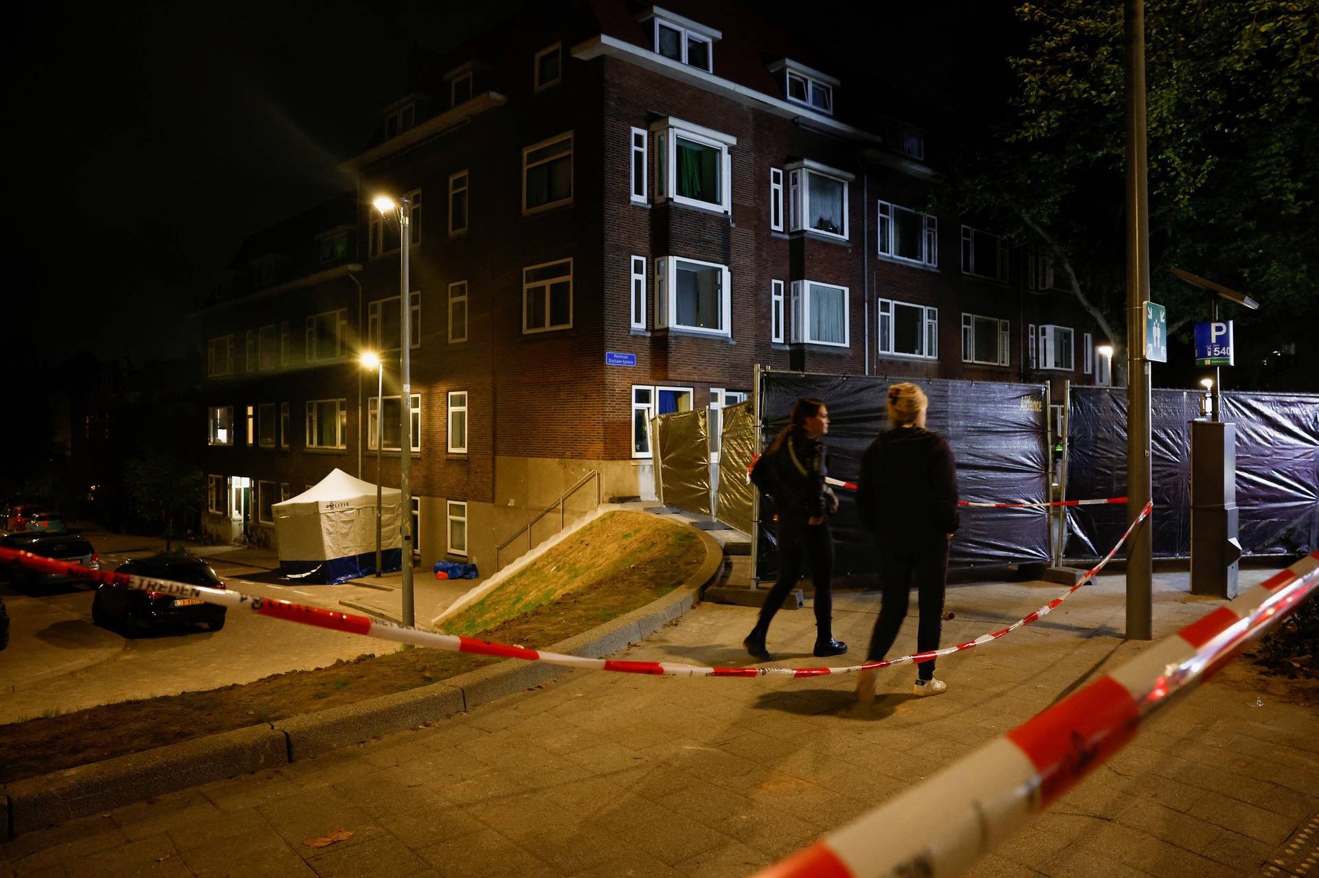 Scenes after Dutch police arrested a suspect after a shooting in Rotterdam