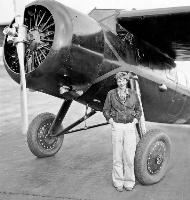 AMELIA EARHART (1897-1937) American aviation pioneer in early January 1935 before her solo flight from Honolulu to California.