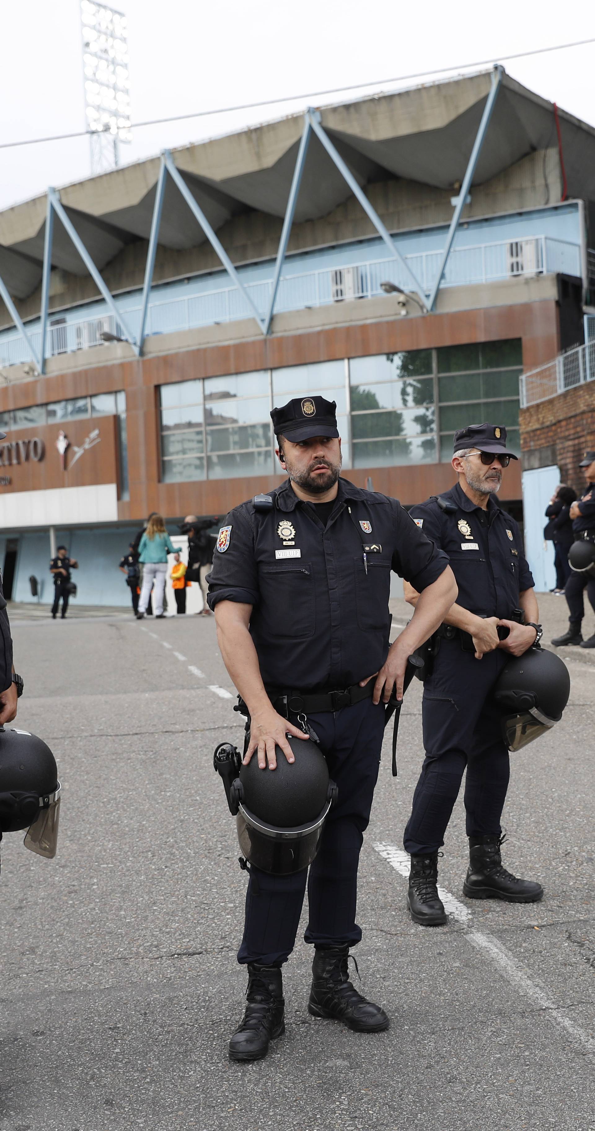 Security outside the stadium before the match