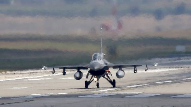 FILE PHOTO: A Turkish Air Force F-16 fighter jet lands at Incirlik air base in Adana, Turkey