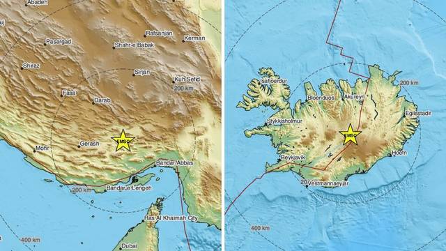 Dva jača potresa zatresla Iran i Island u razmaku od par sati