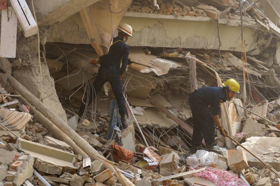 Aftermath of strong earthquake, in Mandalay