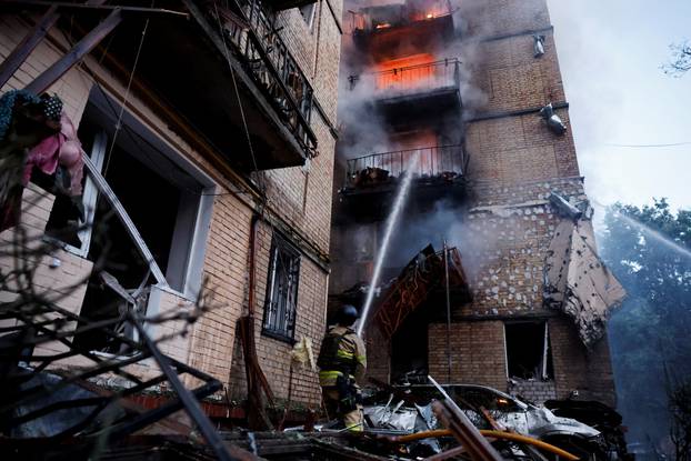 Aftermath of Russian drone and missile attacks in Kyiv