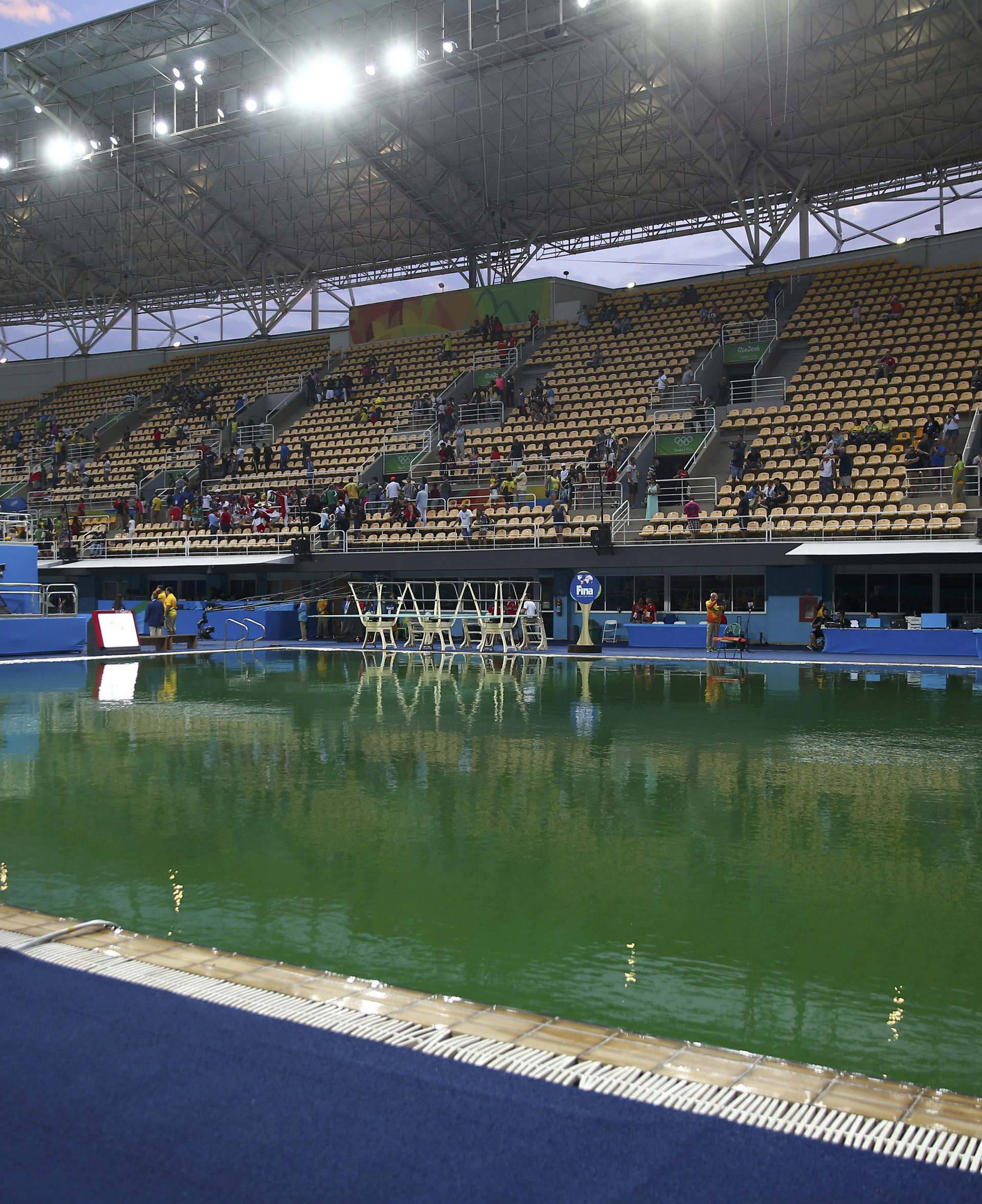 General view of Olympic diving pool at Maria Lenk Aquatics Centre in Rio