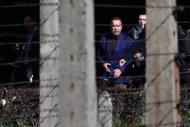 Arnold Schwarzenegger visits former Nazi German concentration camp Auschwitz-Birkenau, near Oswiecim