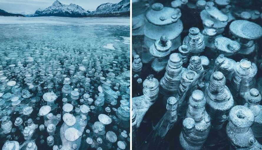 Snimio je mjehuriće metana koji su okovani ledom u jezeru