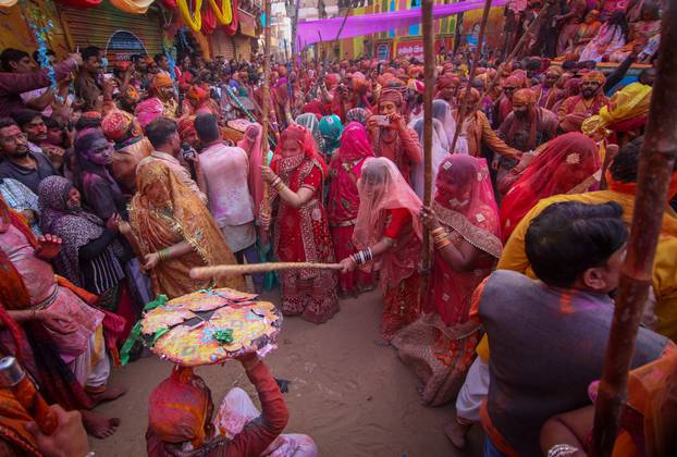 "Lathmar Holi" celebrations in Barsana