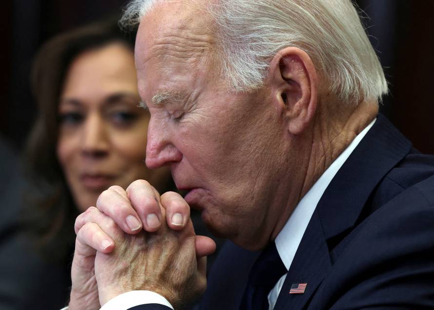 FILE PHOTO: U.S. President Biden attends a briefing on the federal response to the wildfires across LA, at the White House