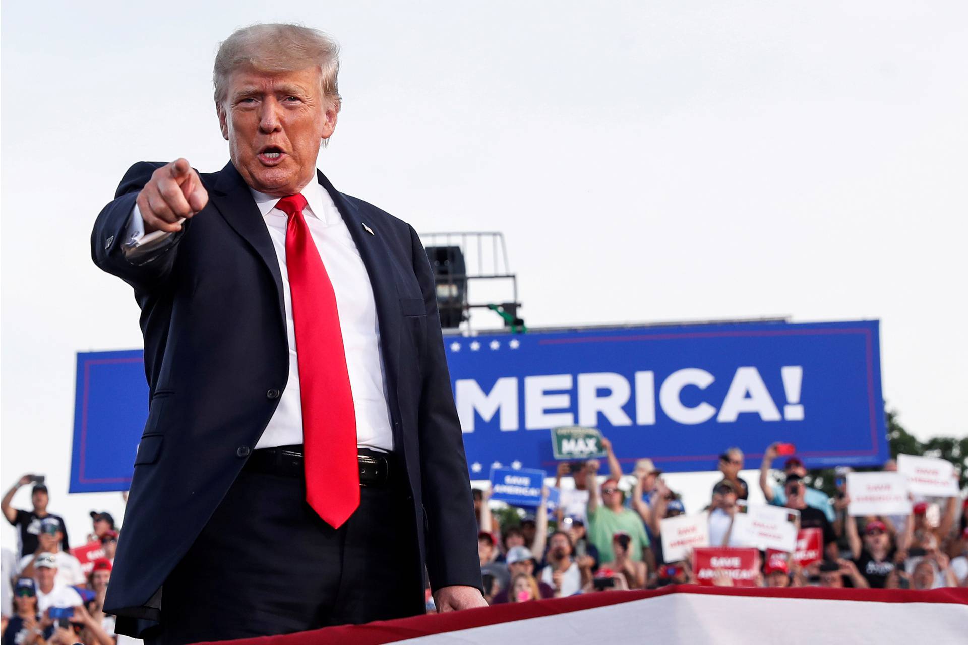 Former U.S. President Trump holds a rally in Wellington, OH