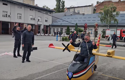 VIDEO Vatrogasac Branko otišao u mirovinu, kolege pripremile 'kanader' za zadnji let: Sretno!