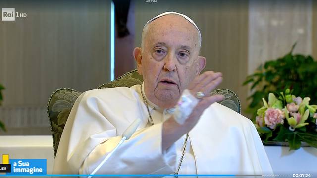 Pope Francis, due to a slight flu, recites the Angelus prayer fr