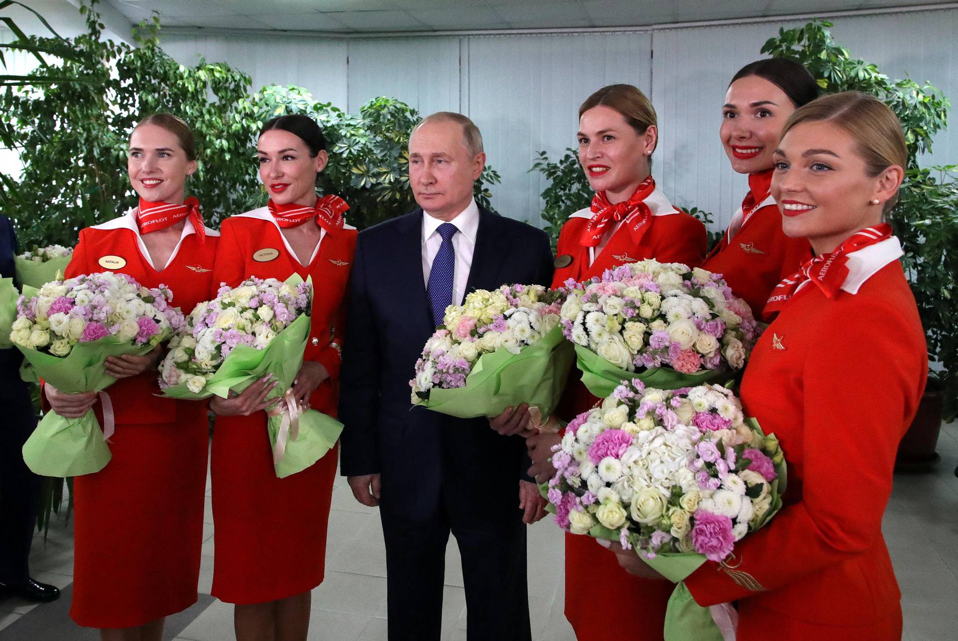 Russian President Putin visits an aviation school in Moscow