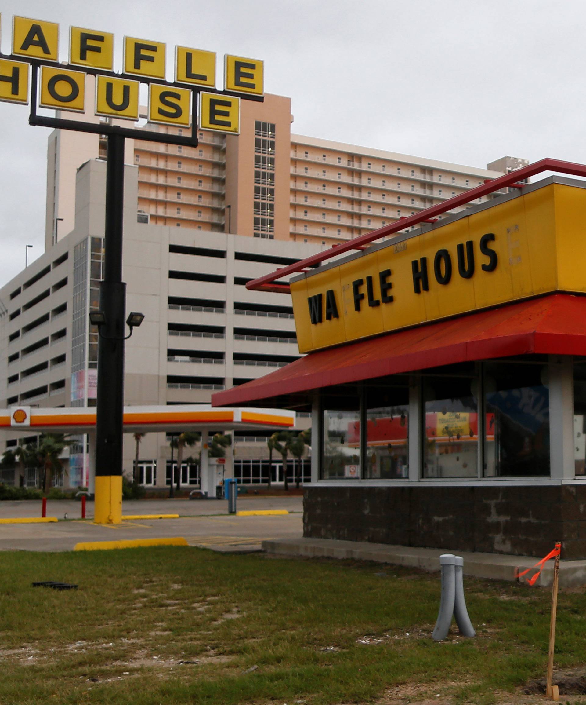 A Waffle House damaged by Hurricane Michael is pictured in Panama City Beach