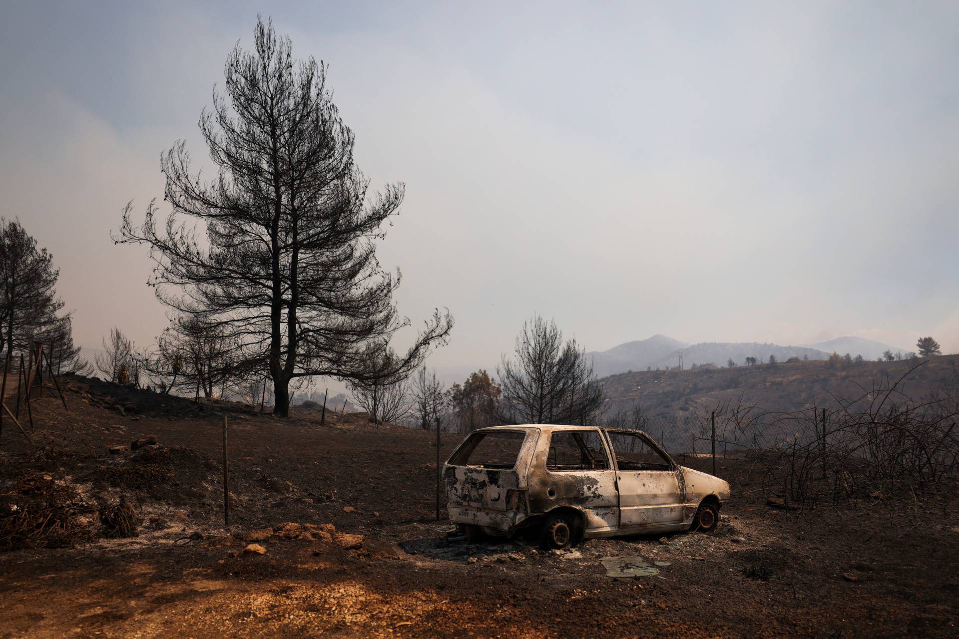 Wildfire burns in Rapentosa, near Athens