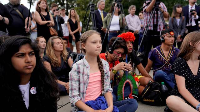 FILE PHOTO: SIxteen year-old Swedish climate change activist Greta Thunberg at the Supreme Court in Washington