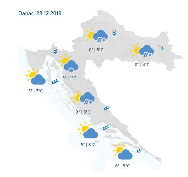 Stižu minusi i - snijeg! Vikend hladan, na Jadranu i jaka bura