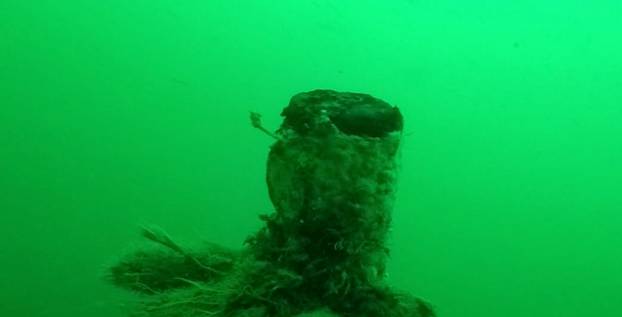 The well-preserved wreck of a World War One German submarine, possibly still containing the bodies of 23 crew members, found off the Belgian coast, is seen on this handout picture provided by KB Vlaanderen