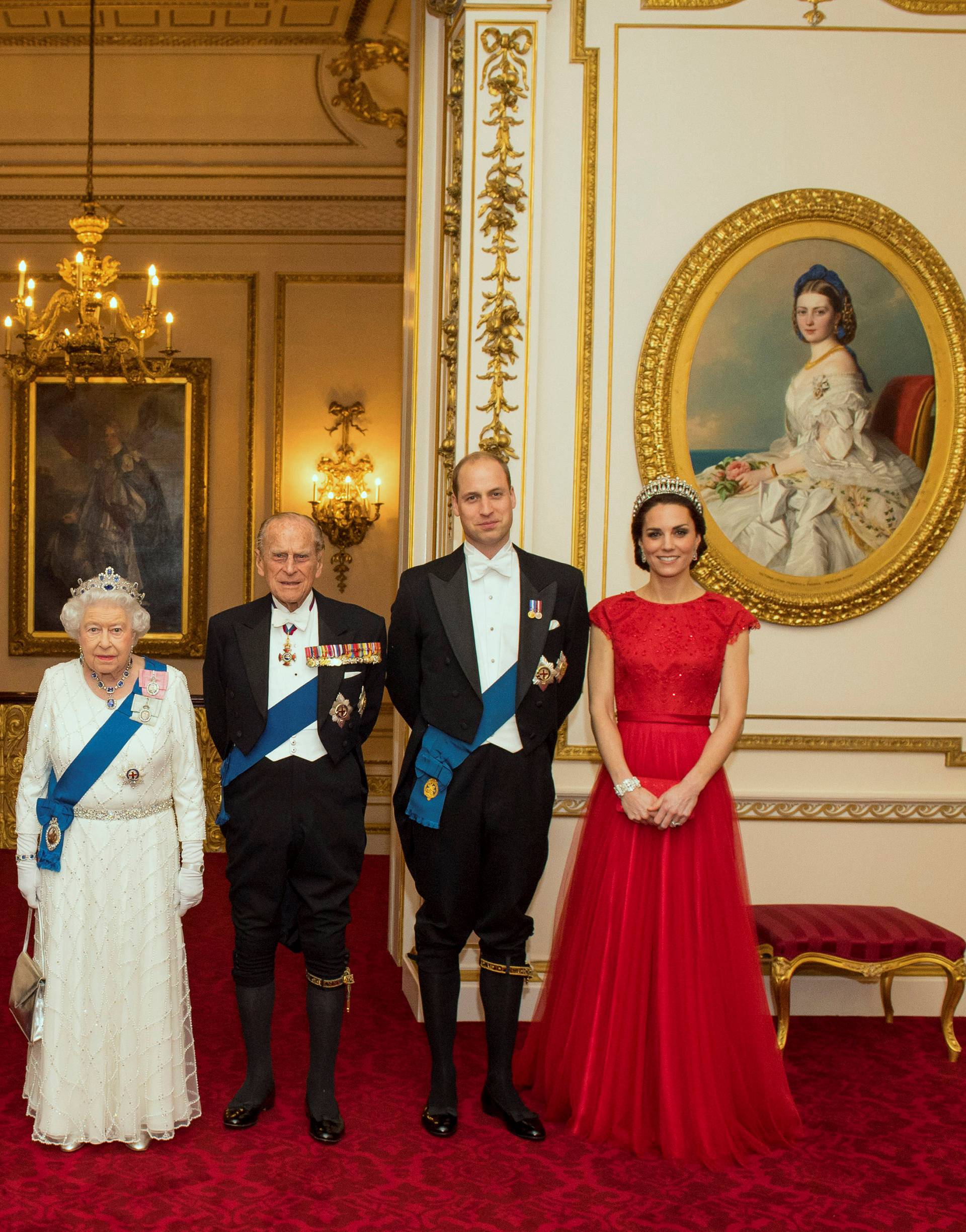 FILE PHOTO - Members of the royal family arrive for the annual evening reception for members of the Diplomatic Corps at Buckingham Palace in London
