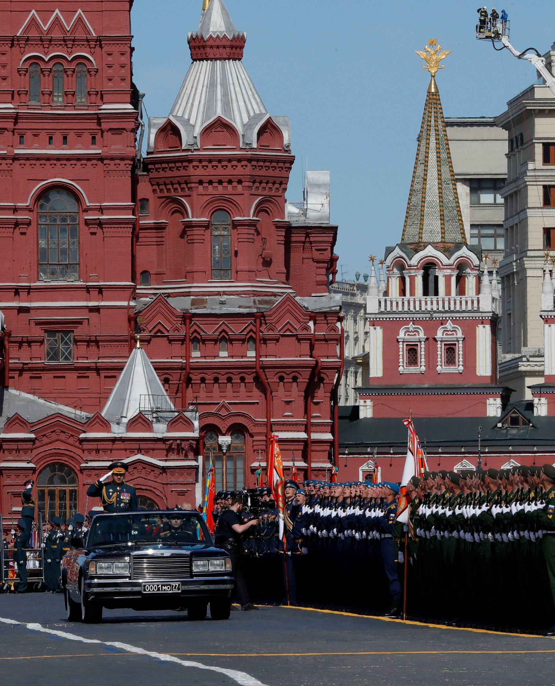 Russian Defence Minister Shoigu salutes as he takes part in the Victory Day parade at Red Square in Moscow