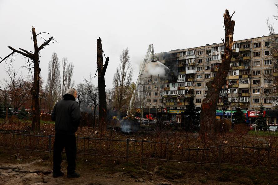 Aftermath of a Russian missile and drone attack, in Kyiv