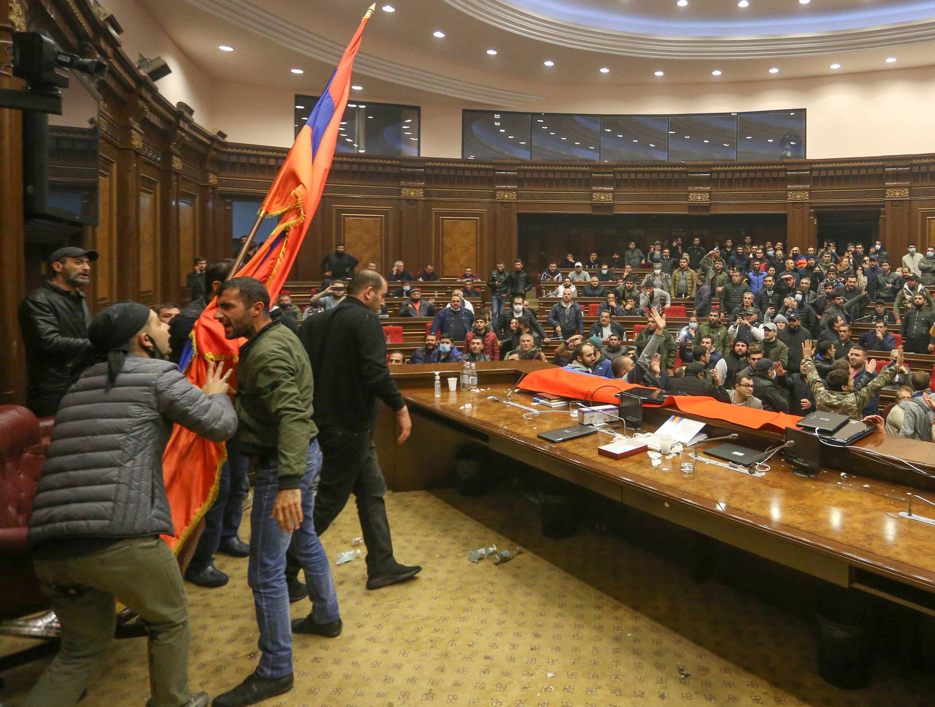 People storm the government house in Yerevan
