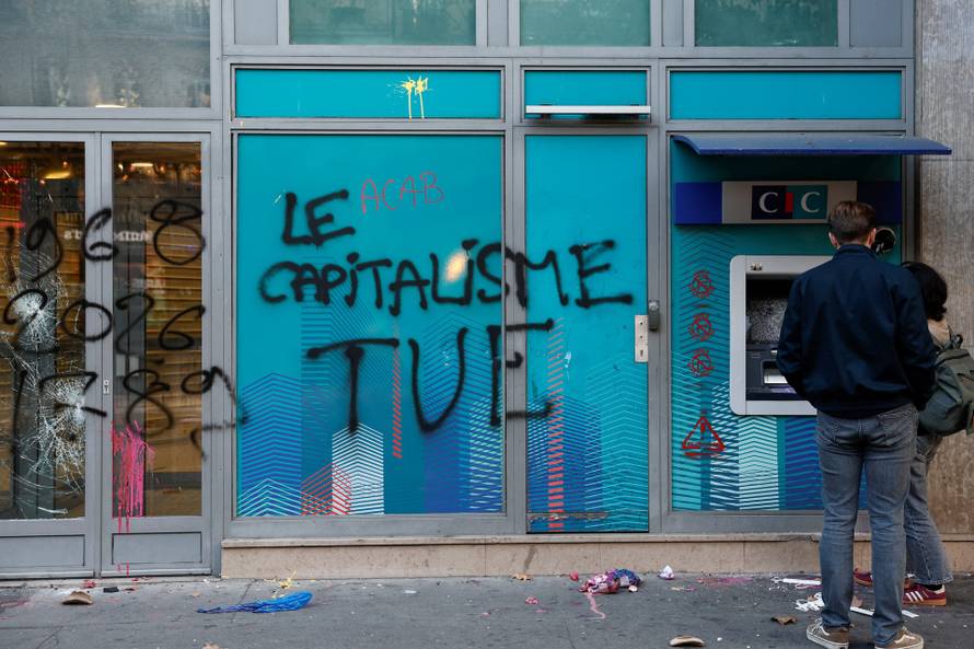 Aftermath of clashes during a national day of protests against the cost of living and rising fuel prices, in Paris