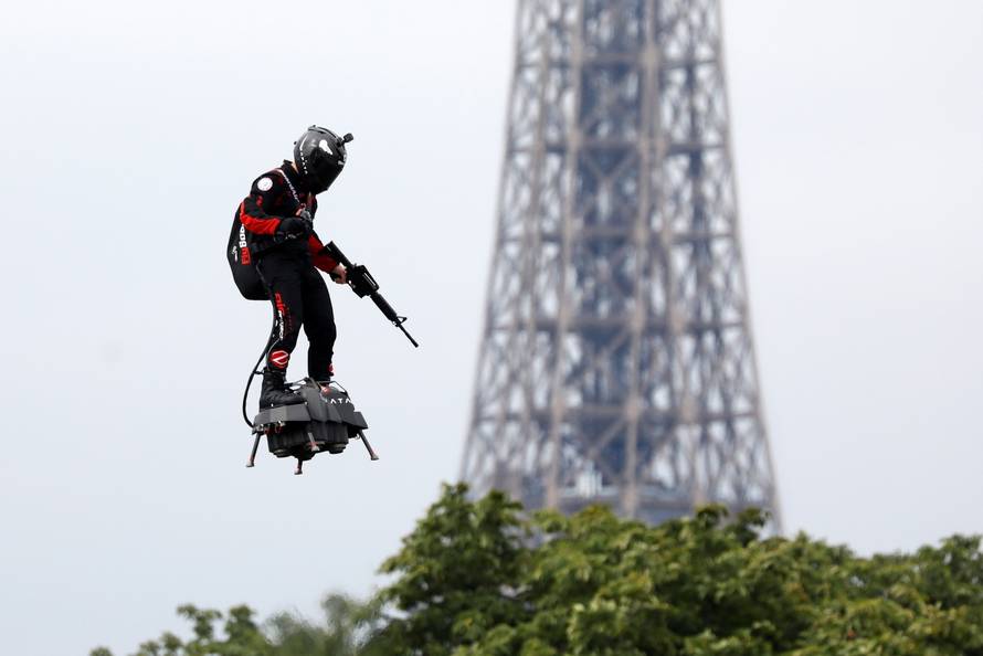 The traditional Bastille Day military parade on the Champs-Elysees Avenue in Paris