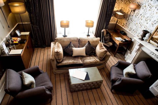 Top view of modern living room interior