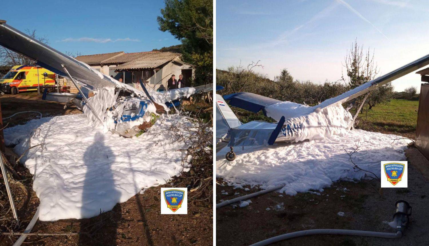 FOTO Ovo je avion koji se srušio u Vrsaru. Vatrogasci: 'Puštao je benzin. Mogao se i zapaliti...'