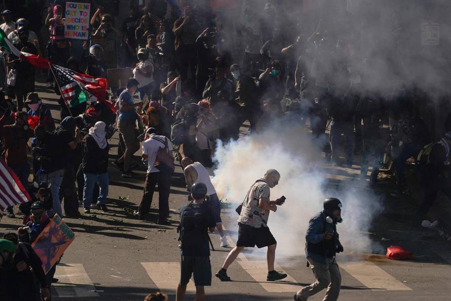 Protest against federal immigration sweeps, in Los Angeles