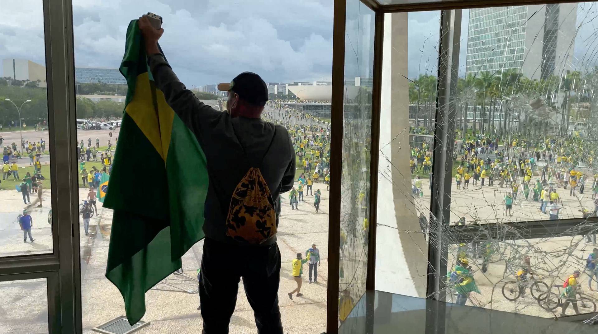 Supporters of Brazil's former President Jair Bolsonaro take part in a protest against President Luiz Inacio Lula da Silva in Brasilia