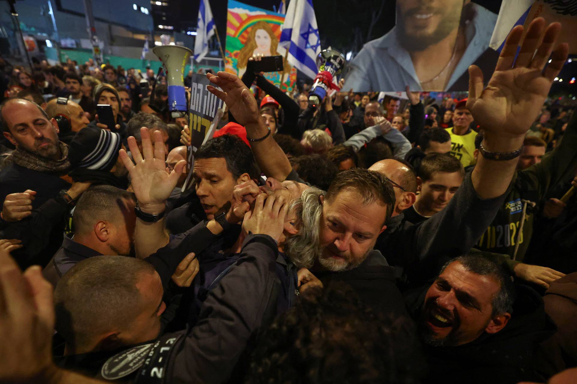 Protest against the government and to show support for the hostages who were kidnapped during the deadly October 7, 2023 attack, in Tel Aviv