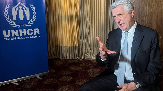 Filippo Grandi, head of the U.N. refugee agency (UNHCR) reacts during his an interview with Reuters in Cairo