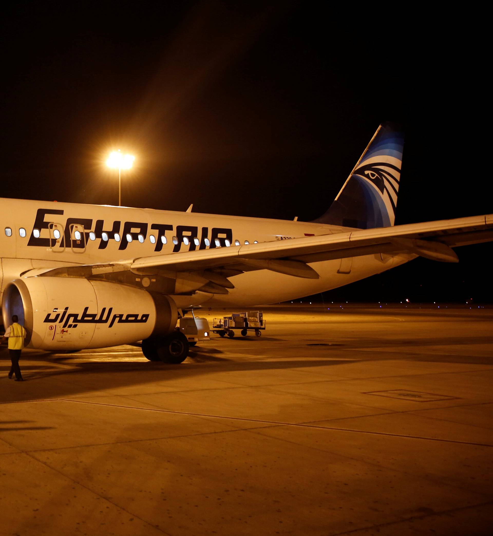 Airport security check an EgyptAir plane after it arrived from Cairo to Luxor International Airport