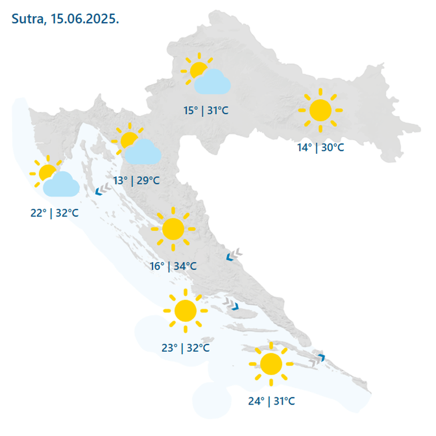Vrućine za vikend idu i to 34 °C, a u ponedjeljak stiže preokret: Nevrijeme s grmljavinom i kiša