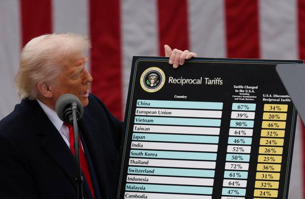 U.S. President Trump delivers remarks on tariffs, at the White House