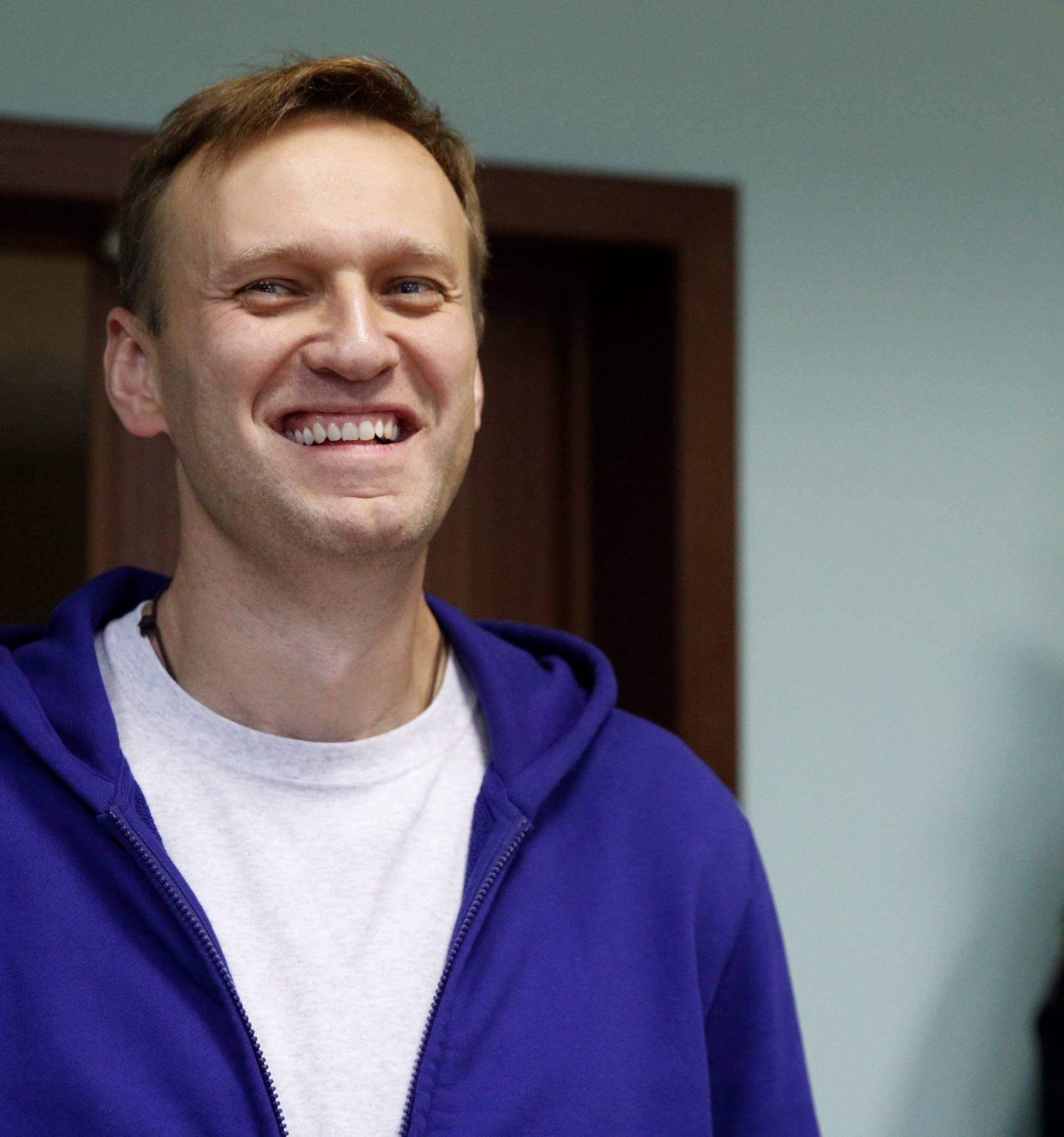 Russian opposition leader Alexei Navalny attends an appeal against his jail for repeatedly violating laws governing the organisation of public meetings and rallies, at Moscow city court in Moscow