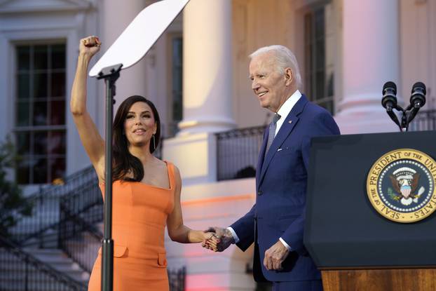 President Biden with Eva Longoria at a screening of the movie Flamin Hot