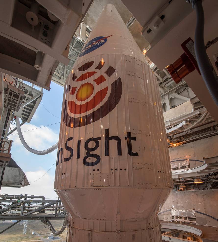 The United Launch Alliance Atlas-V rocket with NASA's InSight spacecraft onboard at Vandenberg Air Force Base in California
