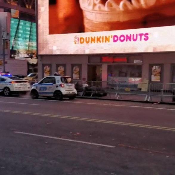 Police vehicles are seen near to the Port Authority in New York, U.S.