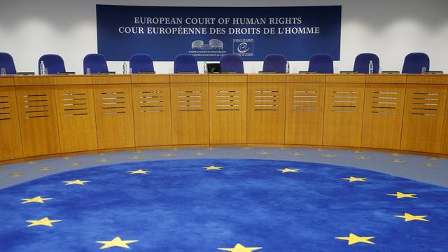 FILE PHOTO: The courtroom of the European Court of Human Rights is seen ahead of the start of a hearing in Strasbourg