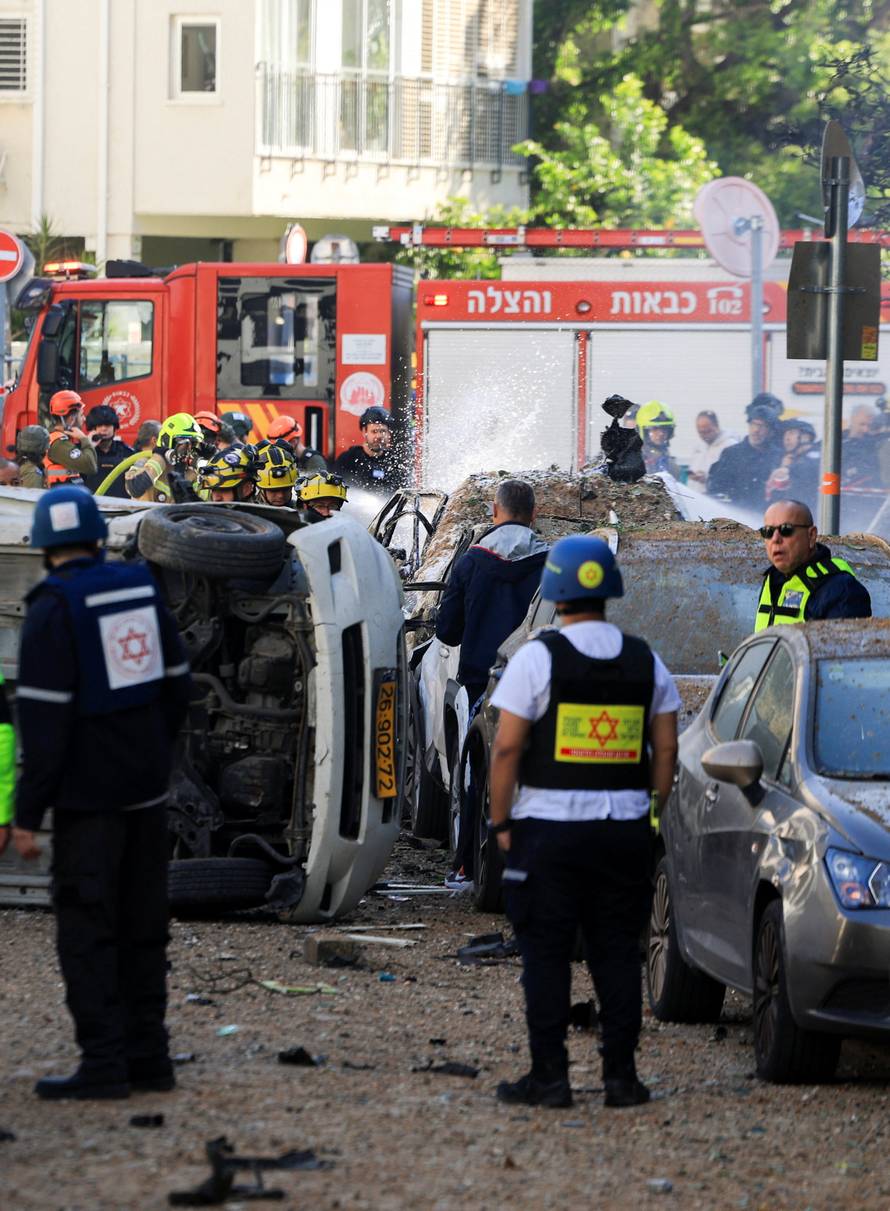 Aftermath of Iranian missile barrages in central Israel