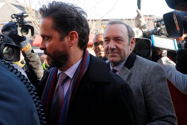 Actor Kevin Spacey arrives to face a sexual assault charge at Nantucket District Court in Nantucket